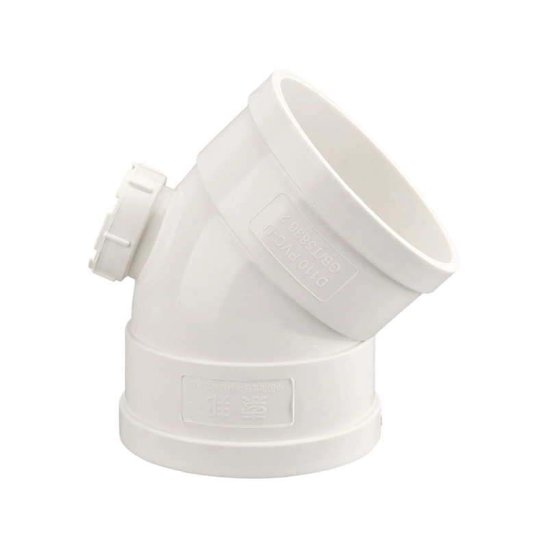 Codo de PVC de 45° con limpieza